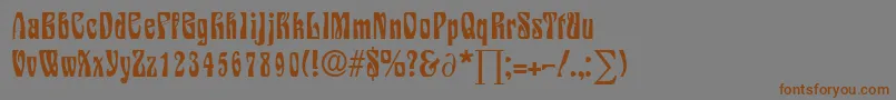 フォントSiegfriedDb – 茶色の文字が灰色の背景にあります。