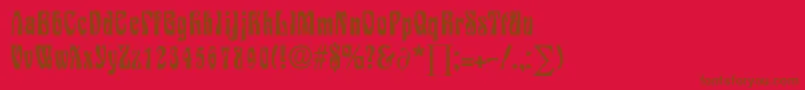 SiegfriedDb-Schriftart – Braune Schriften auf rotem Hintergrund