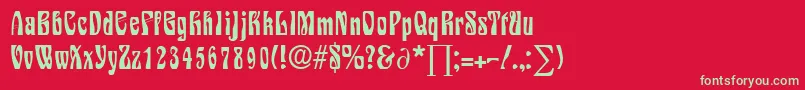 フォントSiegfriedDb – 赤い背景に緑の文字