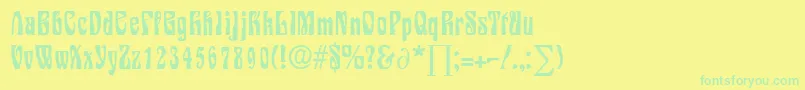 フォントSiegfriedDb – 黄色い背景に緑の文字
