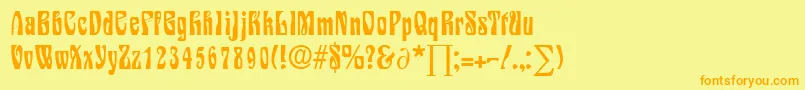 フォントSiegfriedDb – オレンジの文字が黄色の背景にあります。