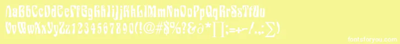 SiegfriedDb-Schriftart – Weiße Schriften auf gelbem Hintergrund
