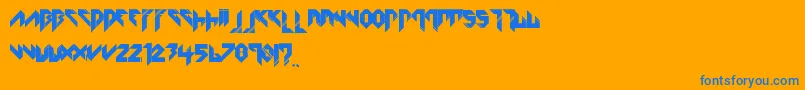 Katfyred-Schriftart – Blaue Schriften auf orangefarbenem Hintergrund