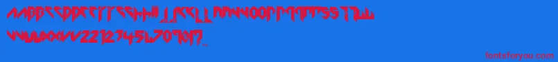 フォントKatfyred – 赤い文字の青い背景