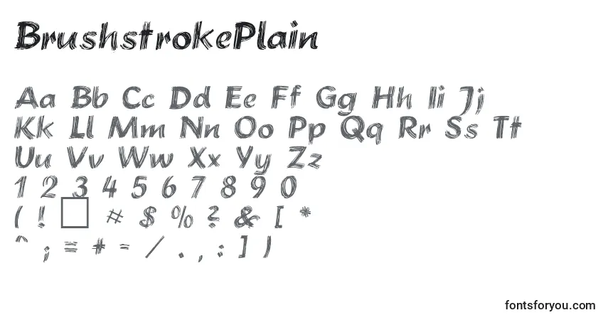 Czcionka BrushstrokePlain – alfabet, cyfry, specjalne znaki