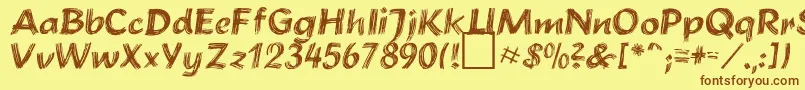 BrushstrokePlain Font – Brown Fonts on Yellow Background