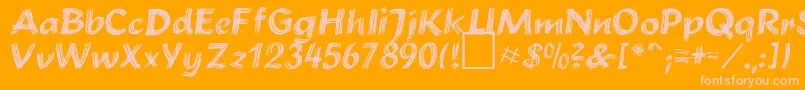 BrushstrokePlain-Schriftart – Rosa Schriften auf orangefarbenem Hintergrund