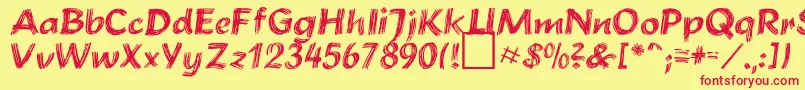 BrushstrokePlain Font – Red Fonts on Yellow Background