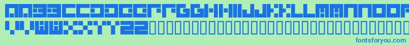 フォントAlphaquantumglyphsetRegula – 青い文字は緑の背景です。