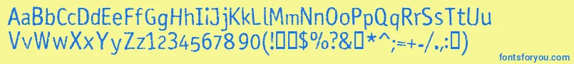 フォントRosangoNormal – 青い文字が黄色の背景にあります。