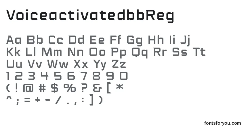 Czcionka VoiceactivatedbbReg (110886) – alfabet, cyfry, specjalne znaki