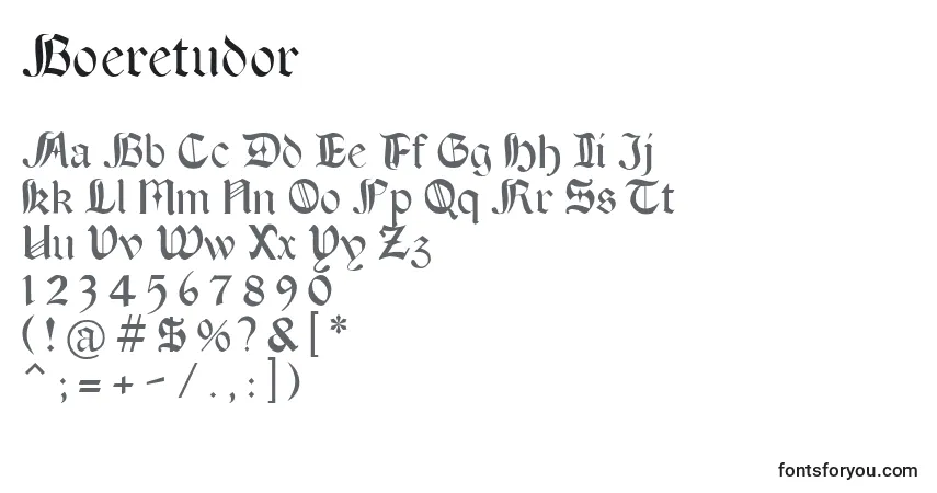 A fonte Boeretudor – alfabeto, números, caracteres especiais