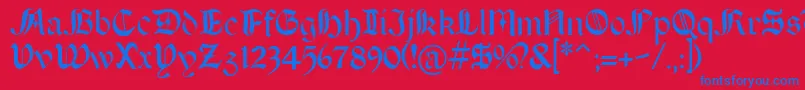 Boeretudor Font – Blue Fonts on Red Background