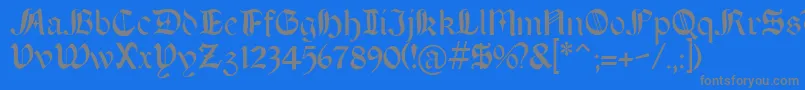 Weitere Informationen zur Boeretudor-Schriftart Boeretudor-Schriftart – Graue Schriften auf blauem Hintergrund