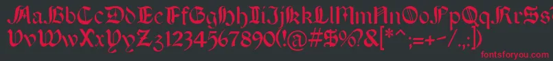 Boeretudor-Schriftart – Rote Schriften auf schwarzem Hintergrund