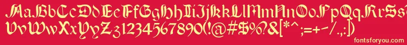 Boeretudor Font – Yellow Fonts on Red Background