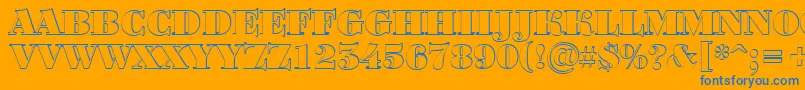 BodoniortotitulshBlack-Schriftart – Blaue Schriften auf orangefarbenem Hintergrund