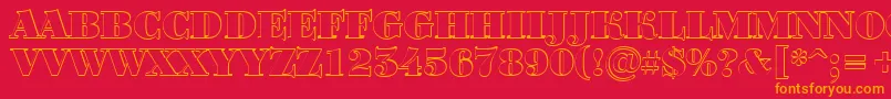 フォントBodoniortotitulshBlack – 赤い背景にオレンジの文字