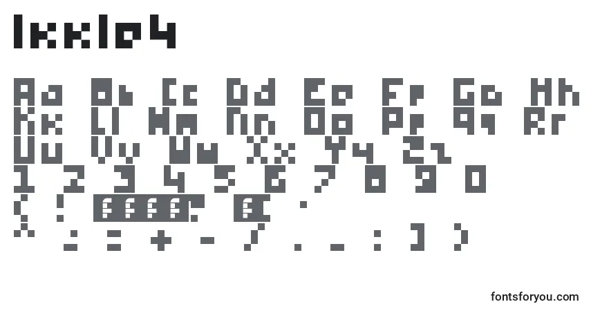 Czcionka Ikkle4 – alfabet, cyfry, specjalne znaki