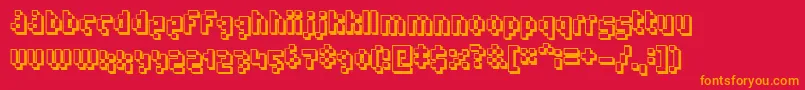 フォントHumanoid ffy – 赤い背景にオレンジの文字