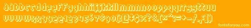 Humanoid ffy-Schriftart – Gelbe Schriften auf orangefarbenem Hintergrund