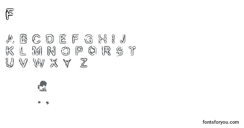 A fonte Fingeredflesh – alfabeto, números, caracteres especiais