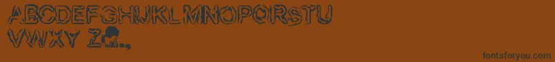 Fonte Fingeredflesh – fontes pretas em um fundo marrom