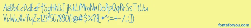 フォントLivingDream – 青い文字が黄色の背景にあります。