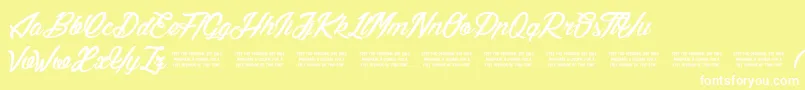 LilyOfTheValley-Schriftart – Weiße Schriften auf gelbem Hintergrund