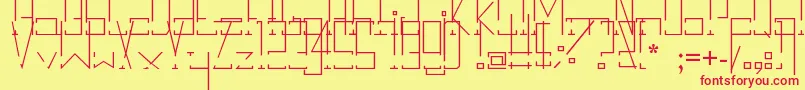 BreakDown-fontti – punaiset fontit keltaisella taustalla