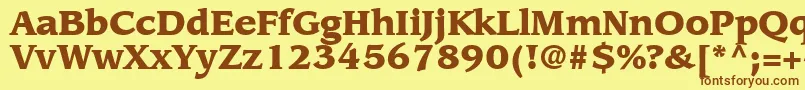 フォントAdvisorBlackSsiBlack – 茶色の文字が黄色の背景にあります。