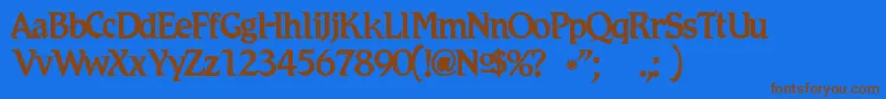 Romicc Font – Brown Fonts on Blue Background