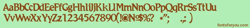 フォントRomicc – 緑の背景に茶色のフォント