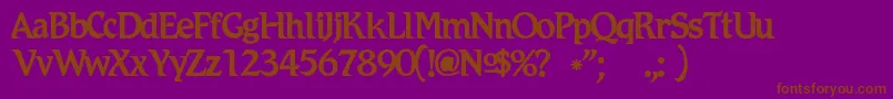 Romicc-Schriftart – Braune Schriften auf violettem Hintergrund