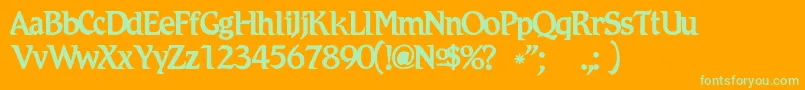 Romicc Font – Green Fonts on Orange Background