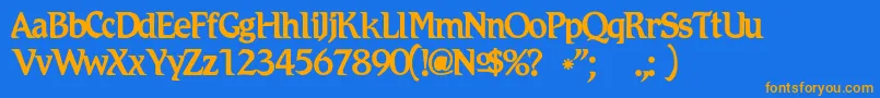 Romicc-Schriftart – Orangefarbene Schriften auf blauem Hintergrund