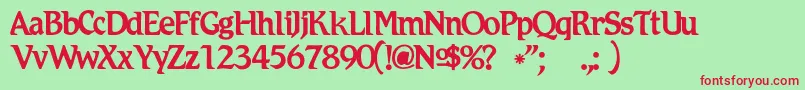 フォントRomicc – 赤い文字の緑の背景