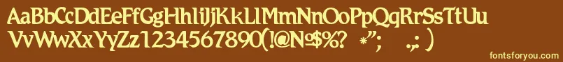 Romicc Font – Yellow Fonts on Brown Background