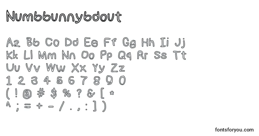 Czcionka Numbbunnybdout – alfabet, cyfry, specjalne znaki