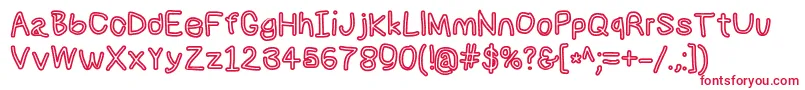 Numbbunnybdout Font – Red Fonts on White Background