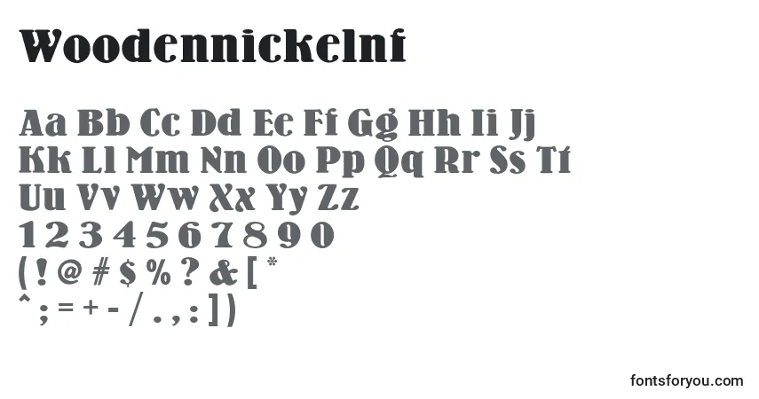 Schriftart Woodennickelnf (110910) – Alphabet, Zahlen, spezielle Symbole