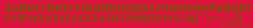 Woodennickelnf-Schriftart – Braune Schriften auf rotem Hintergrund