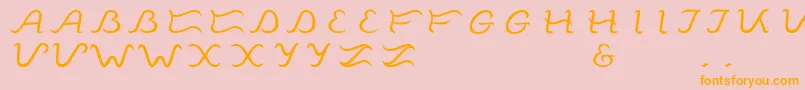 Tagalogika-Schriftart – Orangefarbene Schriften auf rosa Hintergrund