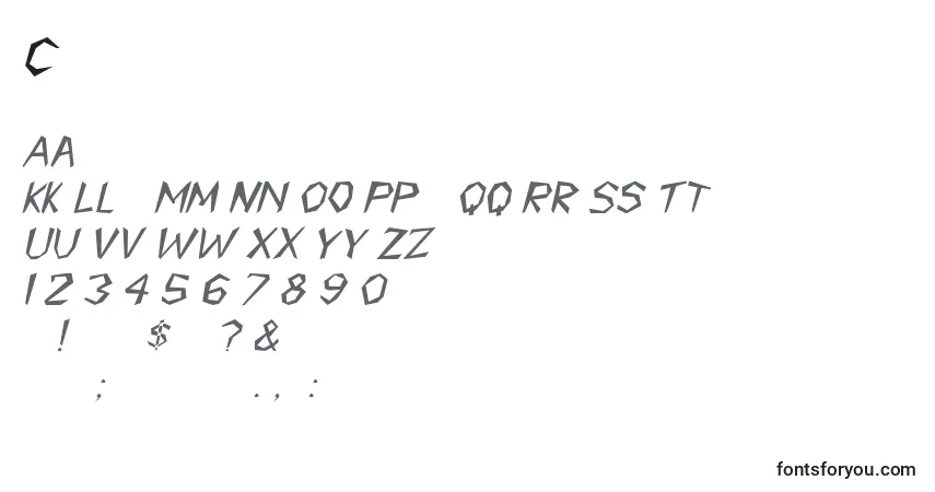 Шрифт CavemannItalic – алфавит, цифры, специальные символы