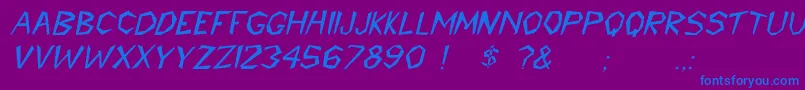 CavemannItalic Font – Blue Fonts on Purple Background