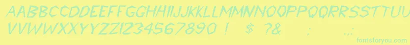 More about CavemannItalic Font CavemannItalic Font – Green Fonts on Yellow Background