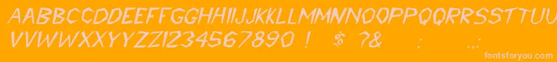CavemannItalic-Schriftart – Rosa Schriften auf orangefarbenem Hintergrund