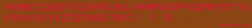 CavemannItalic Font – Red Fonts on Brown Background