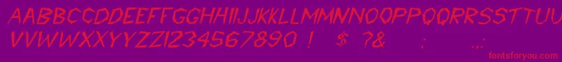 CavemannItalic-Schriftart – Rote Schriften auf violettem Hintergrund