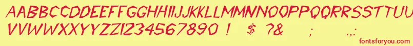 More about CavemannItalic Font CavemannItalic Font – Red Fonts on Yellow Background